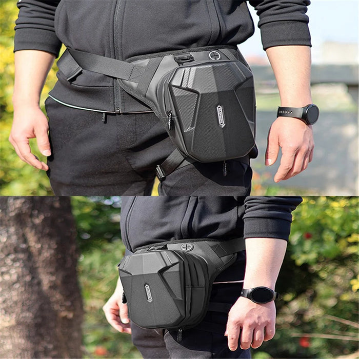 RZAHUAHU Hard Shell 600D Waterproof Fabric Motorcycle Riding Waist Bag Phone Tools Storage Crossbody Bag - 6