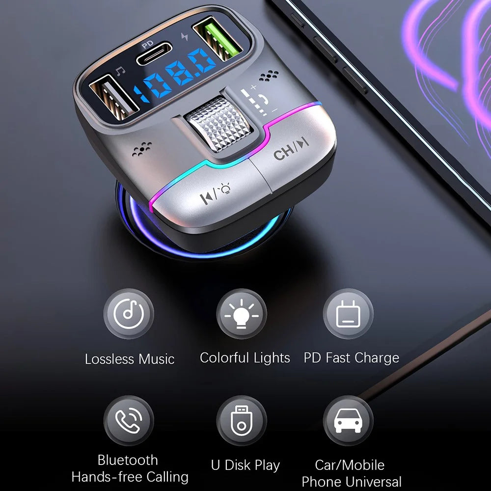 GZ01 Bluetooth-compatible 5.3 Hands-free Call U-disk MP3 Music Player Type-C + Dual USB Car Charger - 3