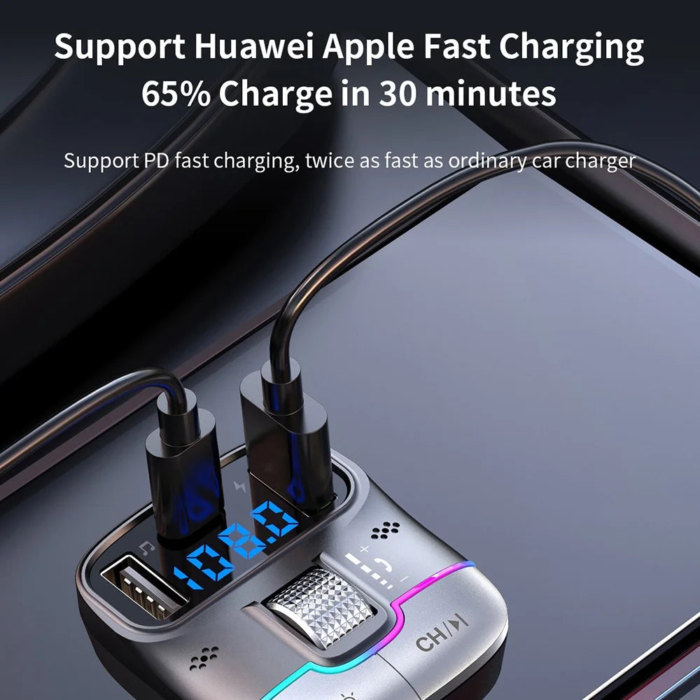 GZ01 Bluetooth-compatible 5.3 Hands-free Call U-disk MP3 Music Player Type-C + Dual USB Car Charger - 6