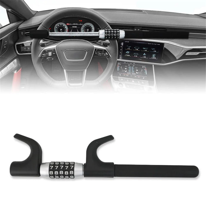 Anti-Theft Retractable Alloy Car Steering Wheel Lock 5 Digit Password Vehicle Steering Wheel Security Lock - 2