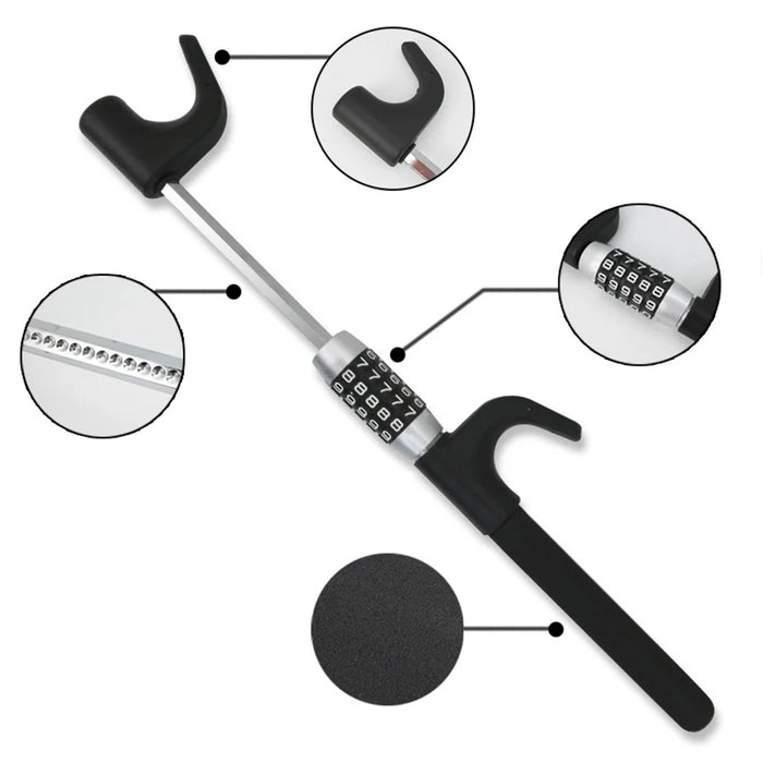 Anti-Theft Retractable Alloy Car Steering Wheel Lock 5 Digit Password Vehicle Steering Wheel Security Lock - 3