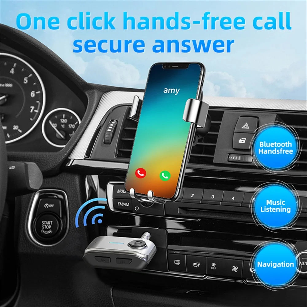 W2 Hands Free AUX Car Bluetooth-compatible Receiver Portable BT 5.3 Car Audio Adapter with Type-C Input, TF Card Slot - 4