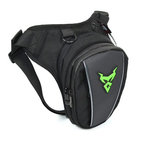MOTOCENTRIC 11-MC-0105 Motorcycle Leg Bag Riding Equipment Crossbody Shoulder Bag Rider Waist Pouch with Reflective Strips - Green - 1