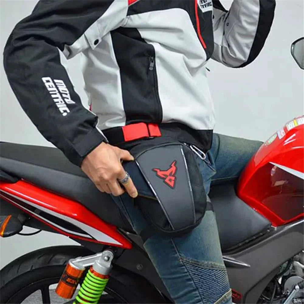 MOTOCENTRIC 11-MC-0105 Motorcycle Leg Bag Riding Equipment Crossbody Shoulder Bag Rider Waist Pouch with Reflective Strips - Green - 2