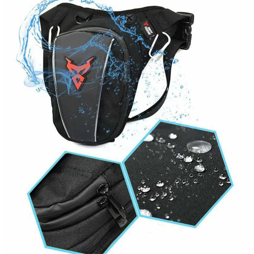MOTOCENTRIC 11-MC-0105 Motorcycle Leg Bag Riding Equipment Crossbody Shoulder Bag Rider Waist Pouch with Reflective Strips - Green - 6