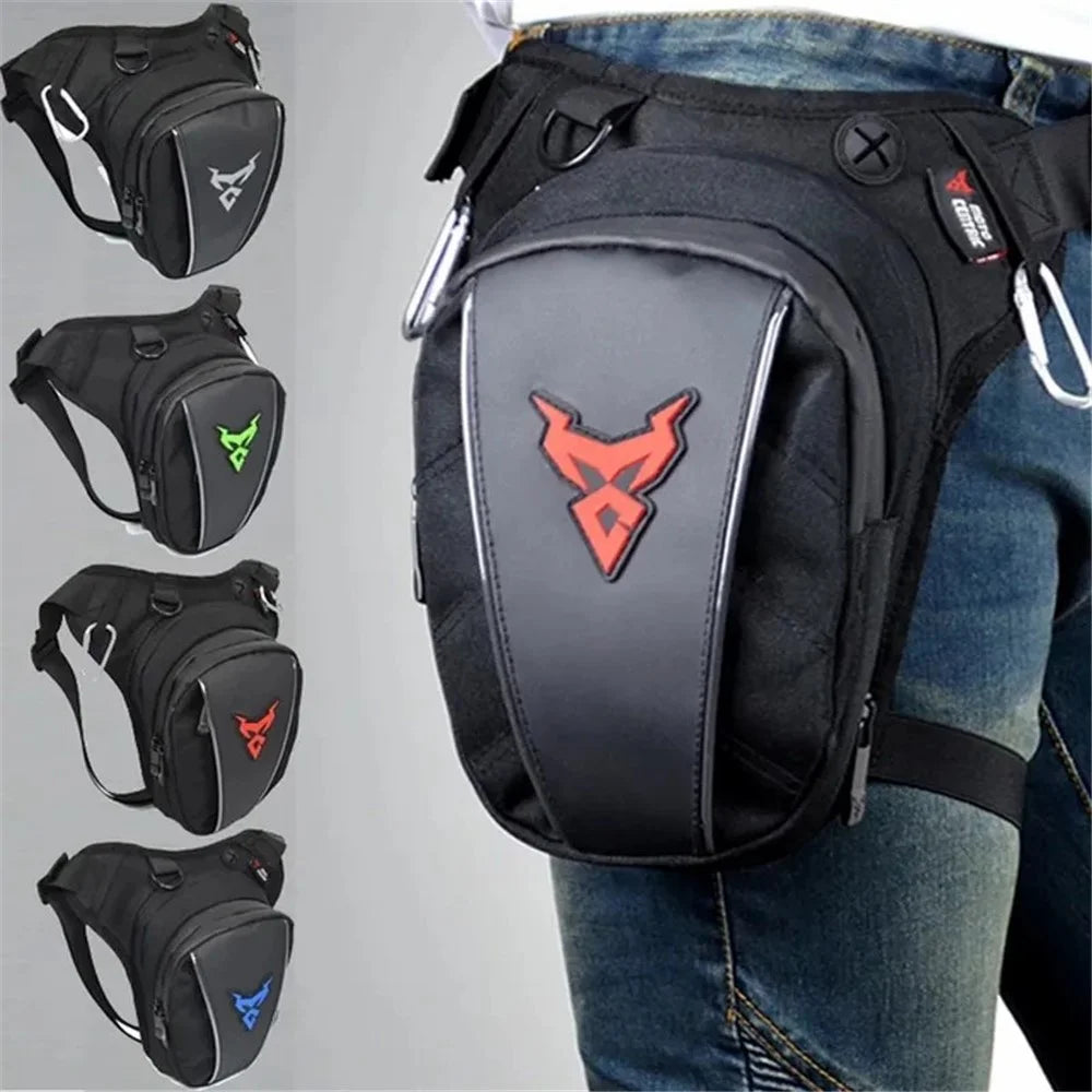 MOTOCENTRIC 11-MC-0105 Motorcycle Leg Bag Riding Equipment Crossbody Shoulder Bag Rider Waist Pouch with Reflective Strips - Green - 7