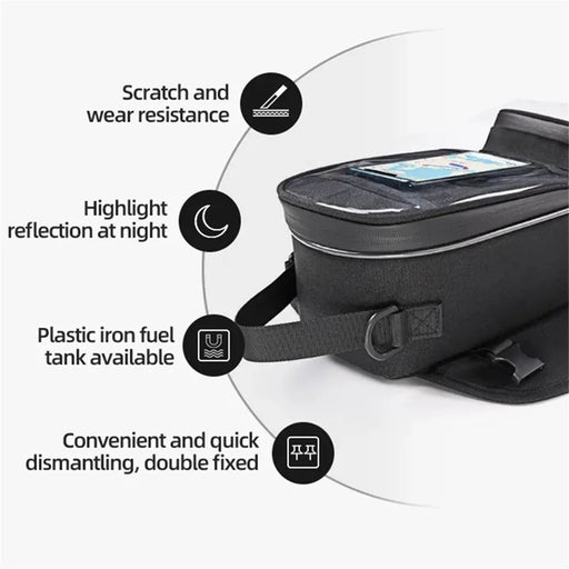 MOTOCENTRIC 11-MC-0109 1200D Oxford Cloth Magnetic Motorcycle Fuel Tank Bag with Touch Screen Phone Pocket - Green Logo - 2