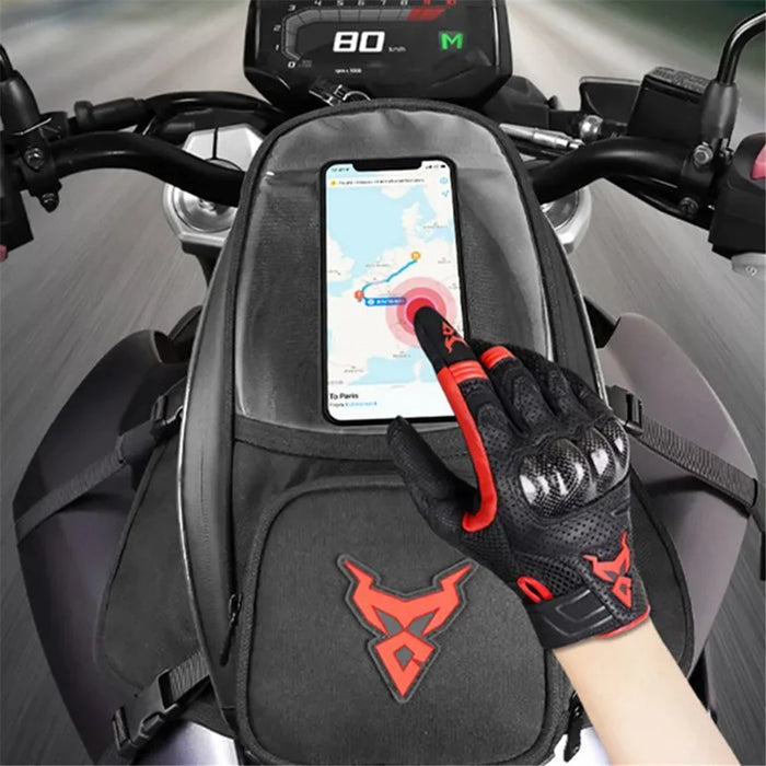 MOTOCENTRIC 11-MC-0109 1200D Oxford Cloth Magnetic Motorcycle Fuel Tank Bag with Touch Screen Phone Pocket - Green Logo - 6