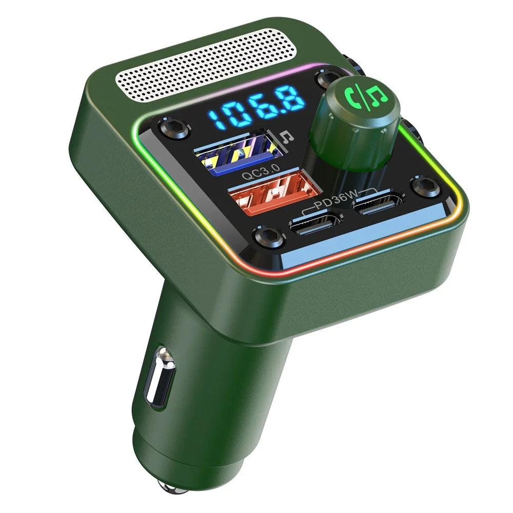 BC91 Car Bluetooth-compatible 5.3 Adapter FM Transmitter MP3 Player Dual PD Type-C + Dual USB Car Charger - 1