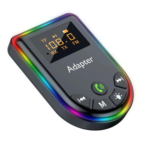 Q5 2-in-1 Bluetooth-compatible 5.3 Audio Adapter with Audio Receiver / Transmitter, Car MP3 Player with Colorful Ambient Light - 1
