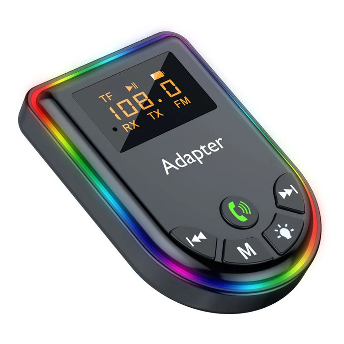 Q5 2-in-1 Bluetooth-compatible 5.3 Audio Adapter with Audio Receiver / Transmitter, Car MP3 Player with Colorful Ambient Light - 1