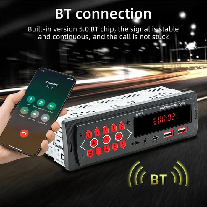 D3410 Car Bluetooth-compatible MP3 Player Vehicles Audio Device Support TF Card, U-Disk, FM Radio - 2