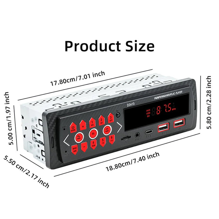 D3410 Car Bluetooth-compatible MP3 Player Vehicles Audio Device Support TF Card, U-Disk, FM Radio - 7