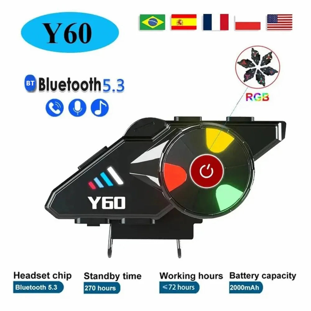 Y60 Motorcycle Bluetooth-compatible Headset Waterproof Helmet Speakers Noise Cancellation / FM Radio - Hard Microphone - 2