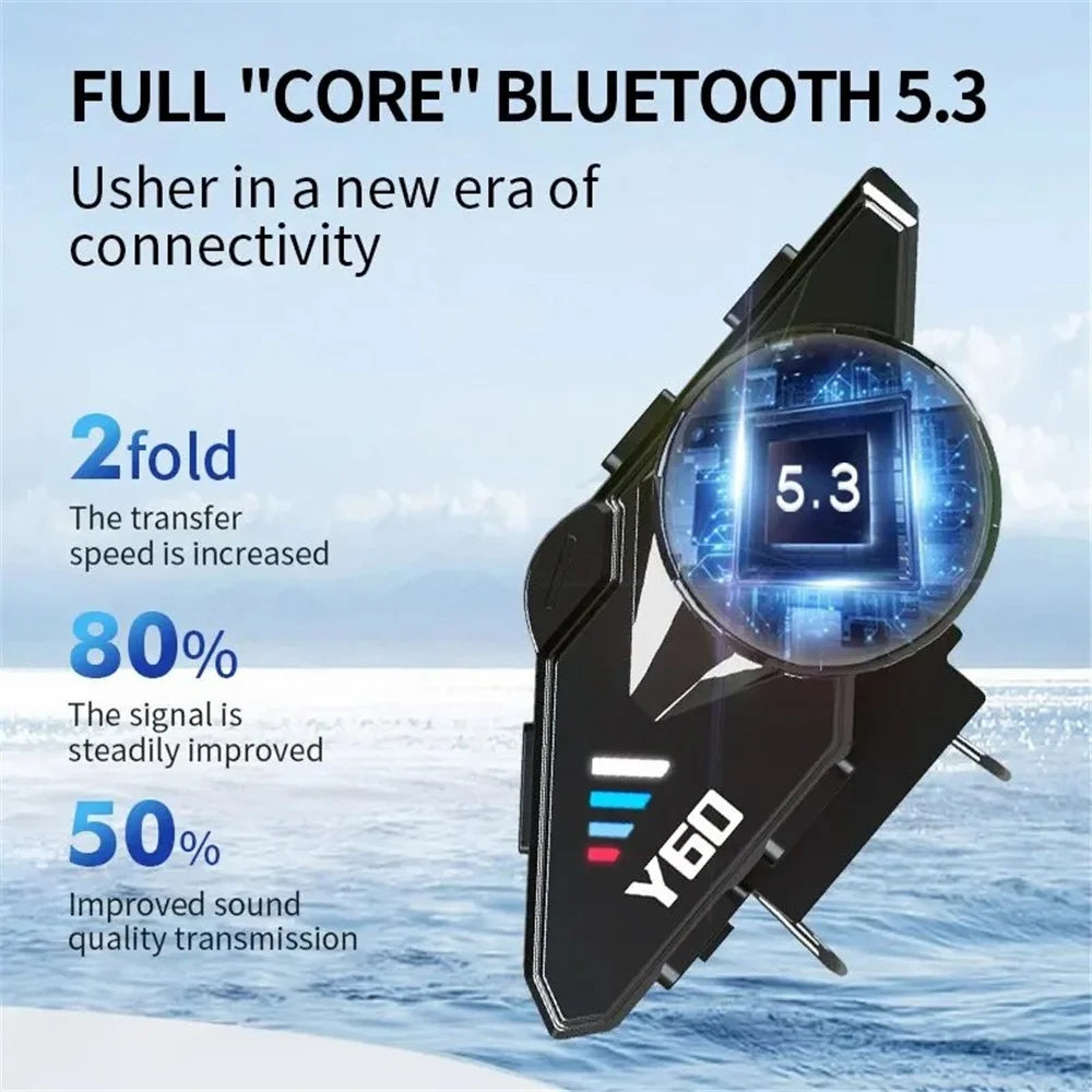 Y60 Motorcycle Bluetooth-compatible Headset Waterproof Helmet Speakers Noise Cancellation / FM Radio - Hard Microphone - 3