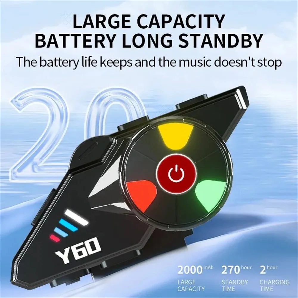 Y60 Motorcycle Bluetooth-compatible Headset Waterproof Helmet Speakers Noise Cancellation / FM Radio - Hard Microphone - 4
