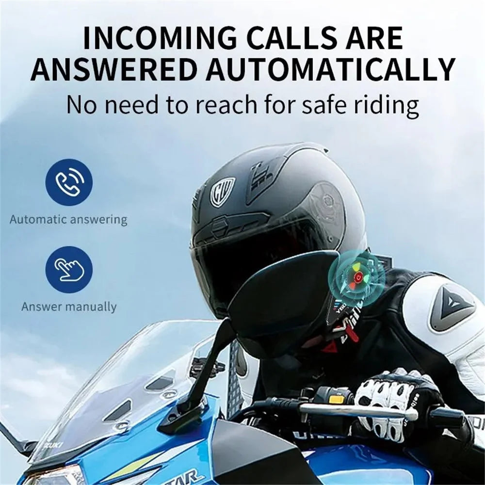 Y60 Motorcycle Bluetooth-compatible Headset Waterproof Helmet Speakers Noise Cancellation / FM Radio - Hard Microphone - 5