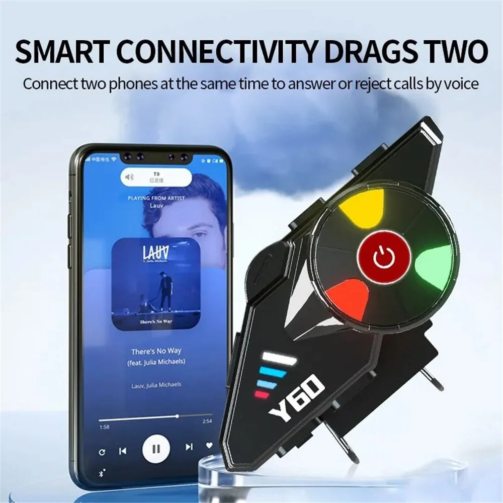 Y60 Motorcycle Bluetooth-compatible Headset Waterproof Helmet Speakers Noise Cancellation / FM Radio - Hard Microphone - 6