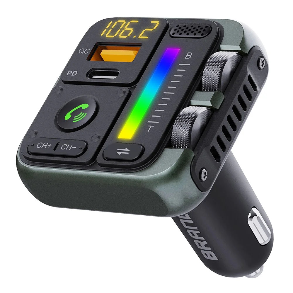 MT04 Car Bluetooth-compatible Adapter FM Transmitter HiFi Music MP3 Player Type-C + USB Car Charger - 1