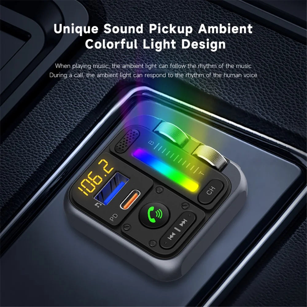 MT04 Car Bluetooth-compatible Adapter FM Transmitter HiFi Music MP3 Player Type-C + USB Car Charger - 3