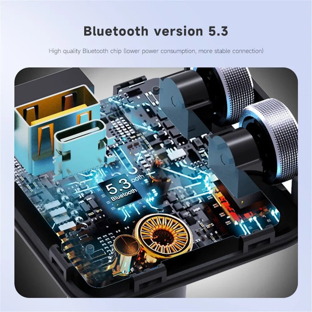 MT04 Car Bluetooth-compatible Adapter FM Transmitter HiFi Music MP3 Player Type-C + USB Car Charger - 4