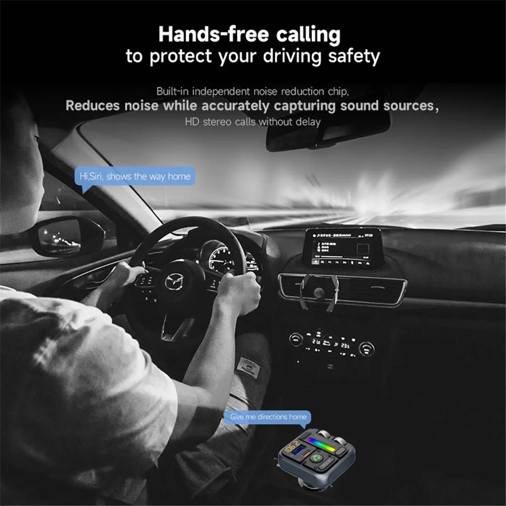 MT04 Car Bluetooth-compatible Adapter FM Transmitter HiFi Music MP3 Player Type-C + USB Car Charger - 5