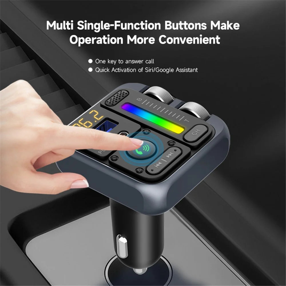 MT04 Car Bluetooth-compatible Adapter FM Transmitter HiFi Music MP3 Player Type-C + USB Car Charger - 6