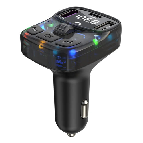 C56 Colorful Light Car Bluetooth-compatible Adapter FM Transmitter MP3 Player PD Type-C + Dual USB Car Charger - 1