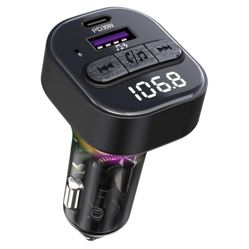 C50 Colorful Light Car Bluetooth-compatible Adapter FM Transmitter MP3 Player Type-C + USB Car Charger - 1