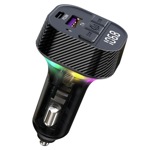 C51 Colorful Light Car Bluetooth-compatible Adapter Type-C + USB Car Charger FM Transmitter MP3 Music Player - 1