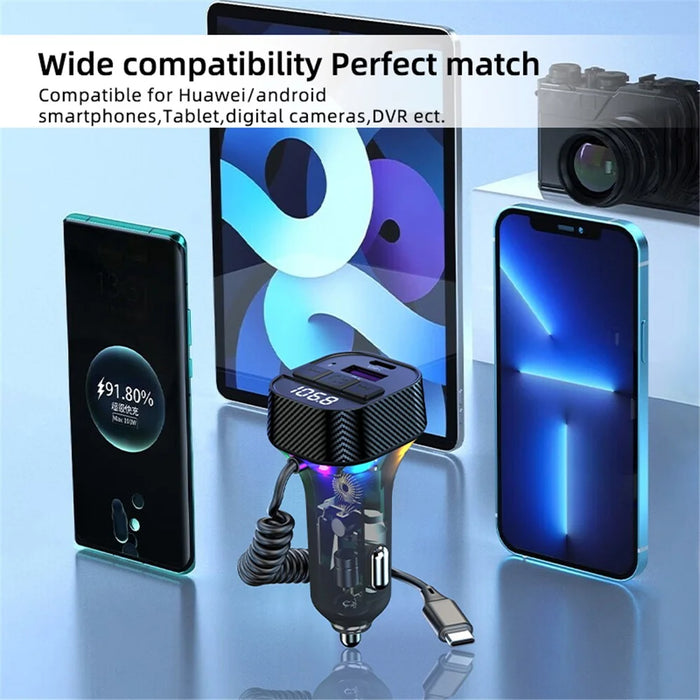 C53 Car Bluetooth-compatible Receiver FM Transmitter MP3 Player Fast Charging Car Charger - 5