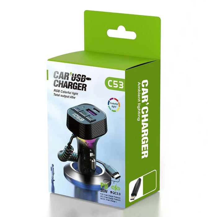 C53 Car Bluetooth-compatible Receiver FM Transmitter MP3 Player Fast Charging Car Charger - 7