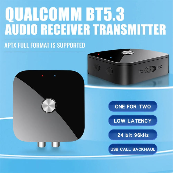 T69 2-in-1 Bluetooth-compatible 5.3 APTX Adaptive Receiver Transmitter Wireless Audio Adapter - 2
