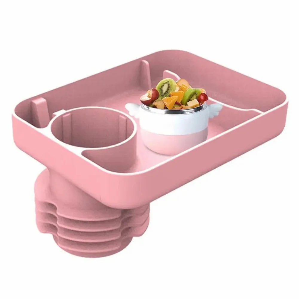 6923 Travel Tray for Kids Toddler Car Seat Silicone Rotatable Cup Holder Food Tray (BPA Free/Not FDA Certificated) - Pink - 1