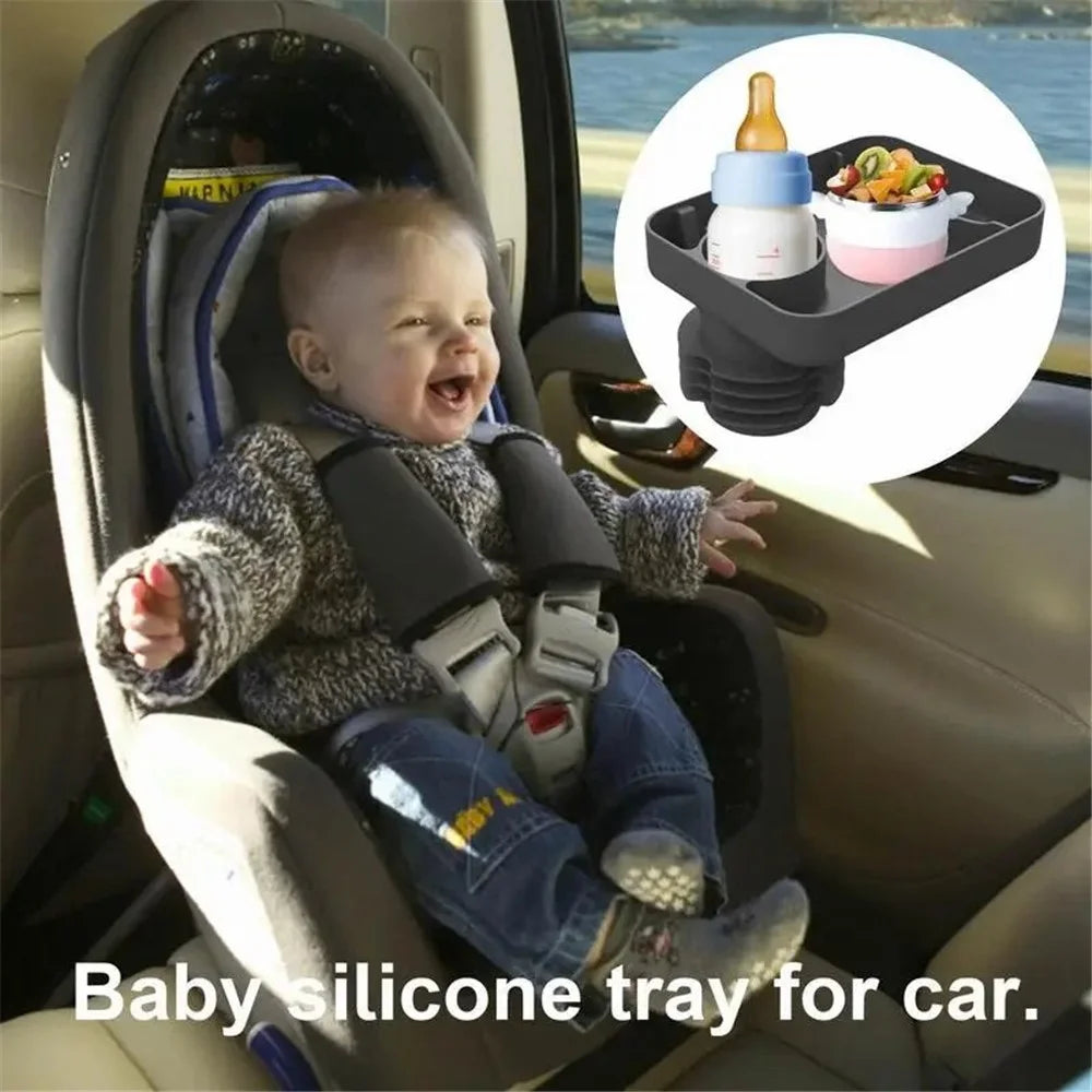 6923 Travel Tray for Kids Toddler Car Seat Silicone Rotatable Cup Holder Food Tray (BPA Free/Not FDA Certificated) - Pink - 4