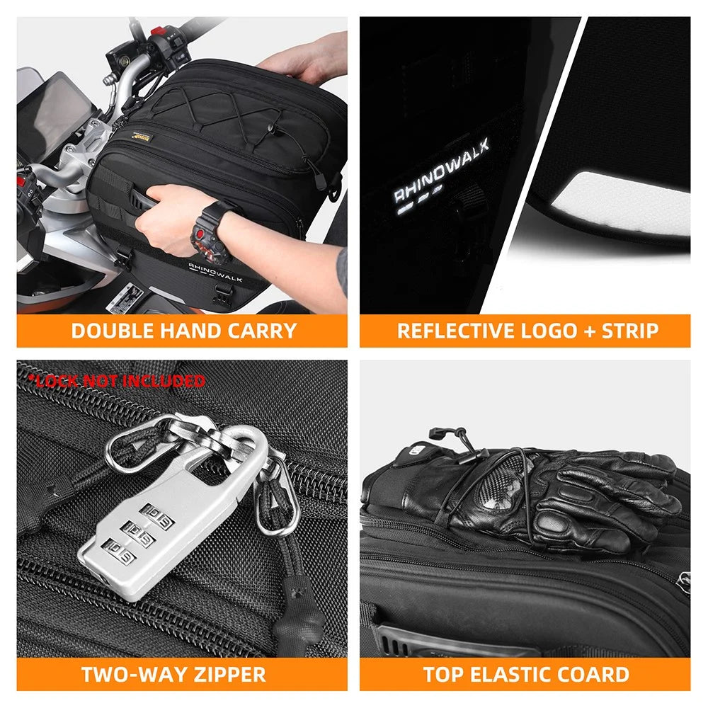 RHINOWALK MTR5001 Motorcycle Seat Front Storage Bag Polyester Motorbike Tail Pannier Pack - 3