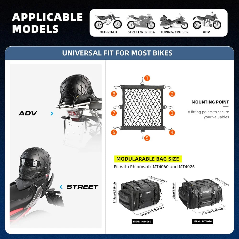 RHINOWALK Motorcycle Helmet Fixing Net Anti-lost Motorbike Tail Helmet Holder Net - MTR003A - 5