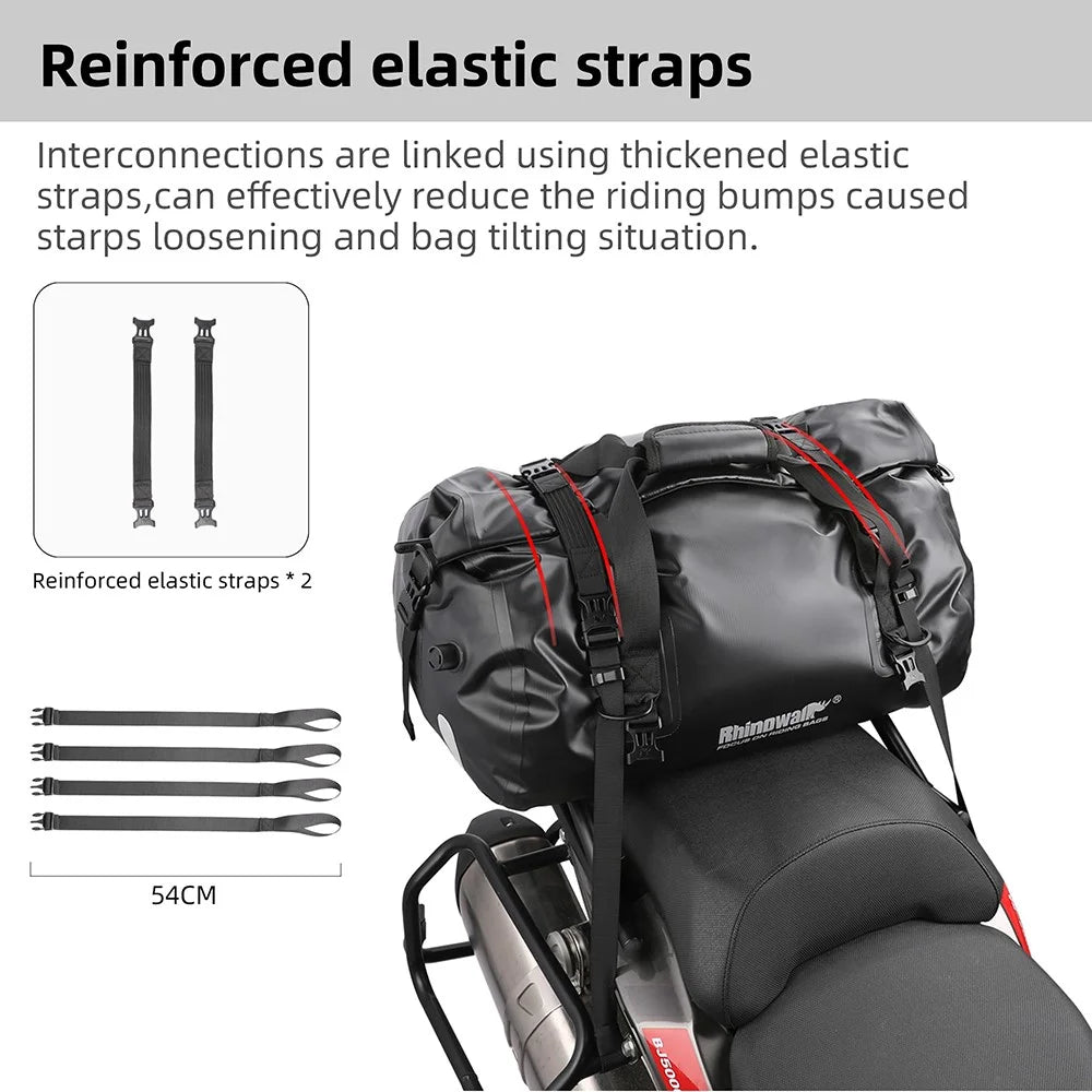RHINOWALK MT20450BK 45L Waterproof Motorcycle Tail Bag Rear Seat Pouch with Shoulder Strap - 2