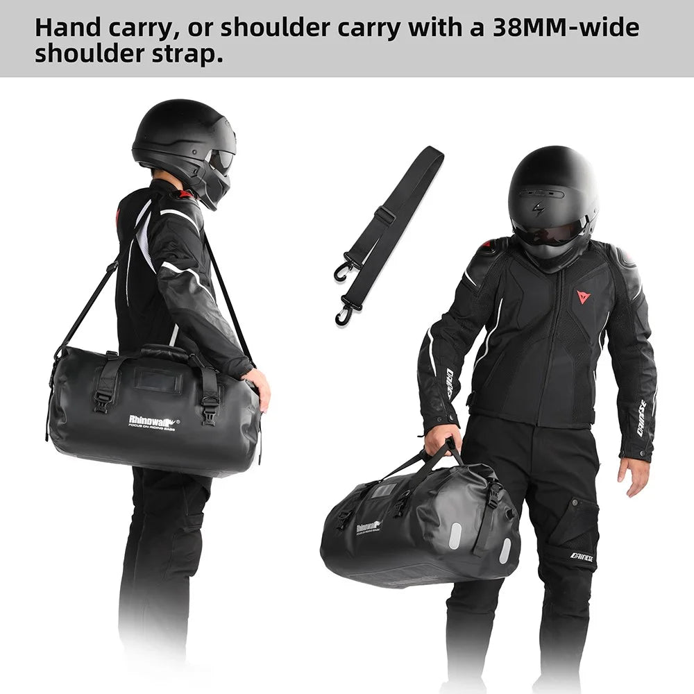 RHINOWALK MT20450BK 45L Waterproof Motorcycle Tail Bag Rear Seat Pouch with Shoulder Strap - 3