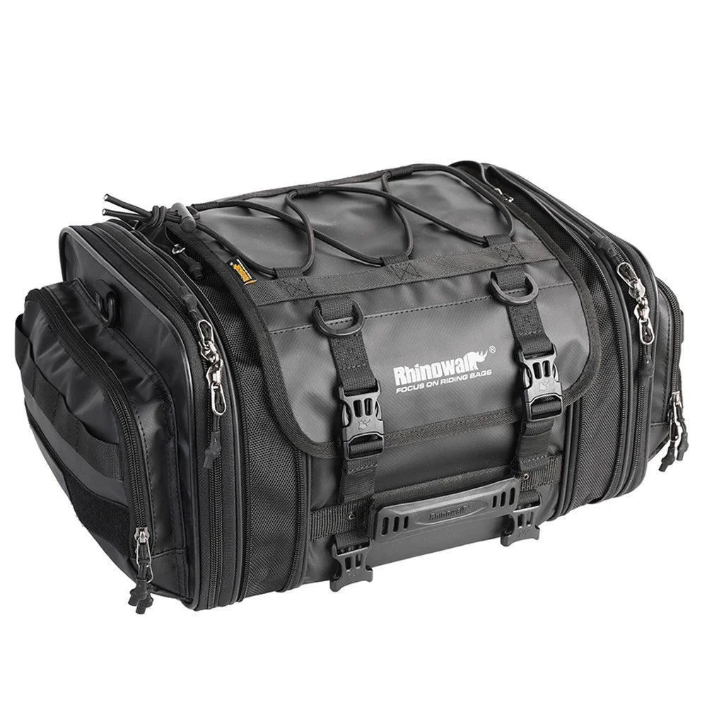 RHINOWALK MT4026 19L Expandable Motorcycle Rear Rack Storage Bag Motorbike Tail Pannier Pack - Black - 1