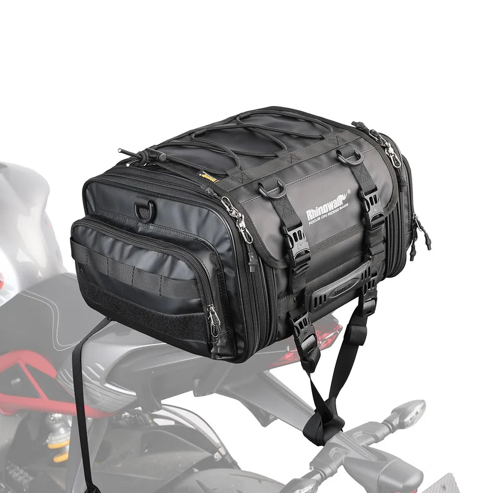 RHINOWALK MT4026 19L Expandable Motorcycle Rear Rack Storage Bag Motorbike Tail Pannier Pack - Black - 6