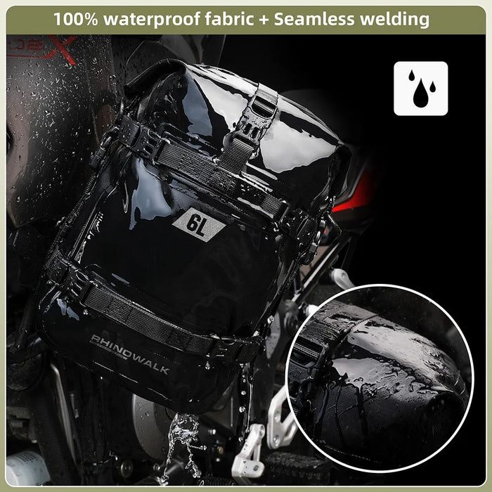 RHINOWALK MT2206 6L Waterproof Motorcycle Side Storage Bag Motorbike Side Bumper Bag - Black - 7