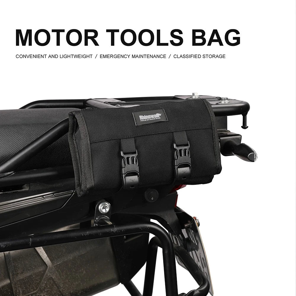 RHINOWALK MT103 Motorcycle Repair Tools Storage Bag 1680D Polyester Motorbike Tools Bag - Black - 2