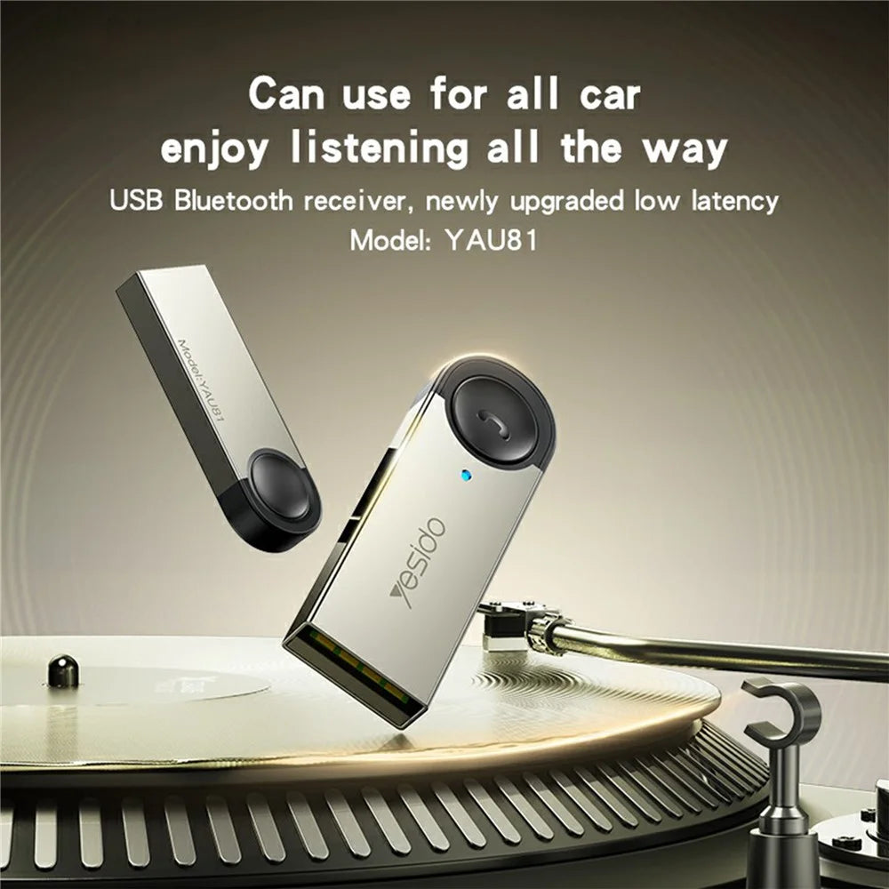 YESIDO YAU81 USB Bluetooth-compatible Adapter Wireless Audio Receiver Car Bluetooth-compatible Music Receiver - 2