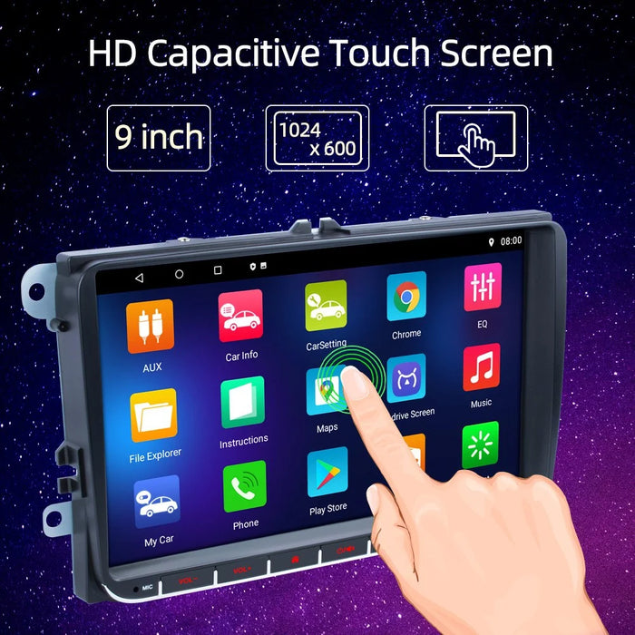 RH-753D For Golf MK5 / Polo / Passat / Jetta 4G+32G 9-inch WiFi HD Player Car FM Radio Reversing Display Music Video Player - 4
