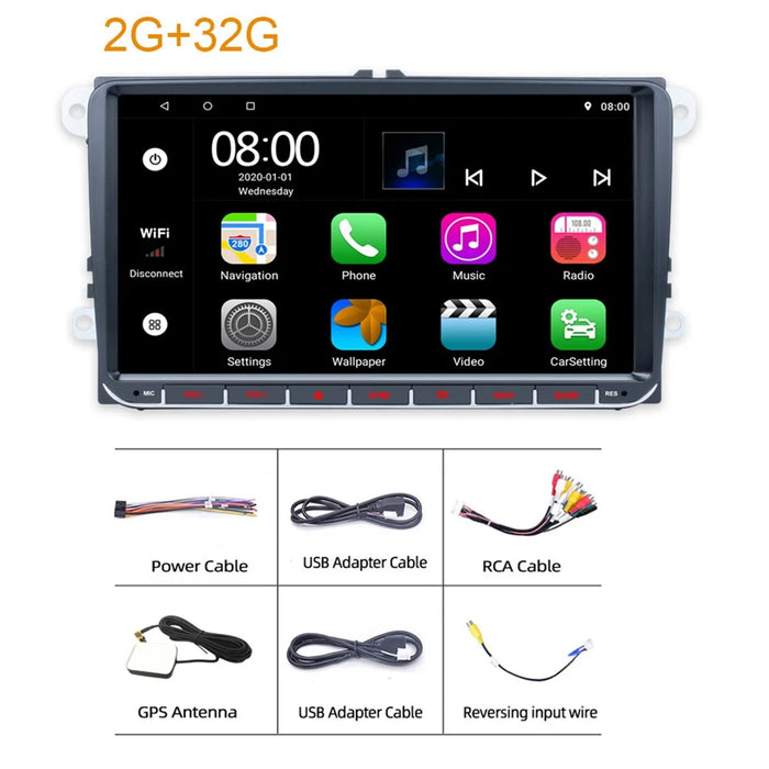 RH-753C For Golf MK5 / Polo / Passat / Jetta 2G+32G 9-inch HD Vehicle Player Car FM Radio Offline Map Multimedia Player - 2