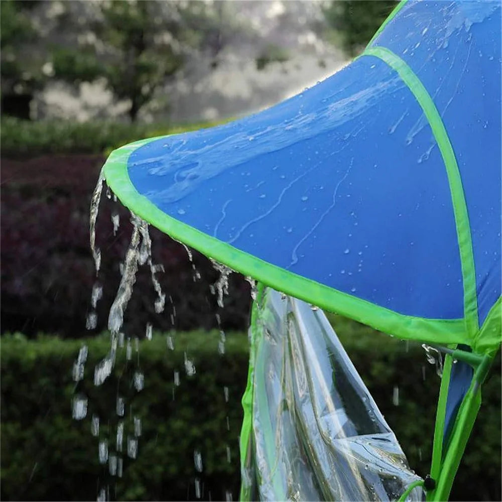 Electric Bike Motorcycle Rain Shelter Fully Enclosed Motorbike Umbrella Awning Rain Hood - Silver Coating Blue - 7