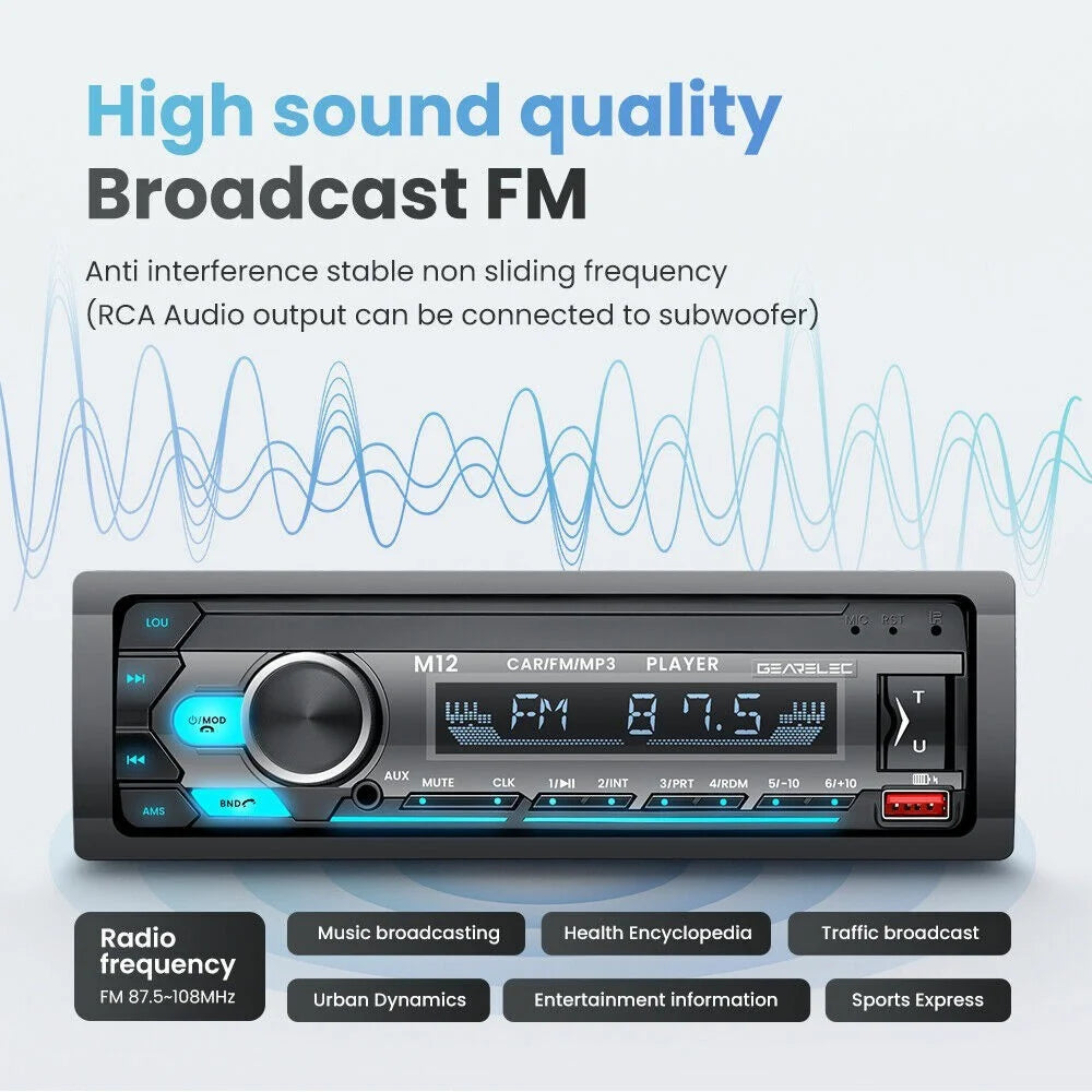 M12 AI Smart Bluetooth-compatible Lossless Music Car MP3 Player FM Radio, Support TF Card - 4