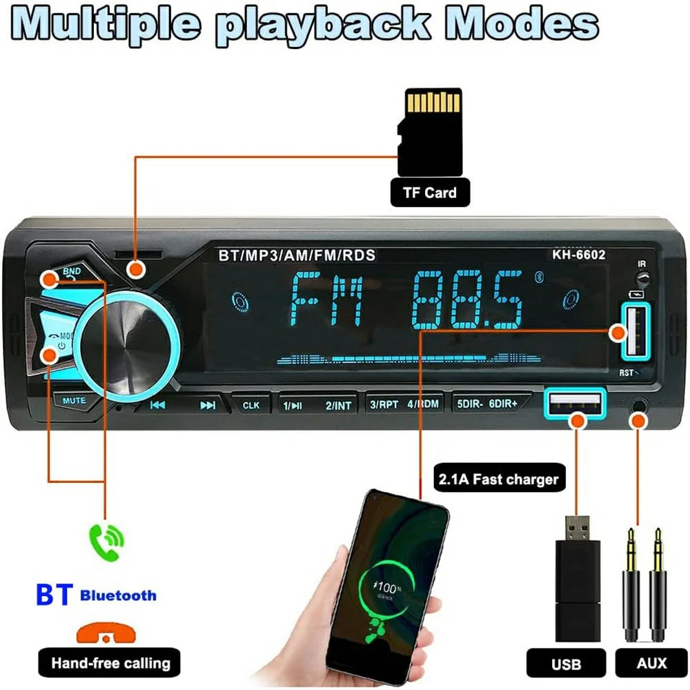 1789 Smart Bluetooth-compatible Lossless Music Car MP3 Player TF / U-Disk / AUX FM Radio Car Player - 5