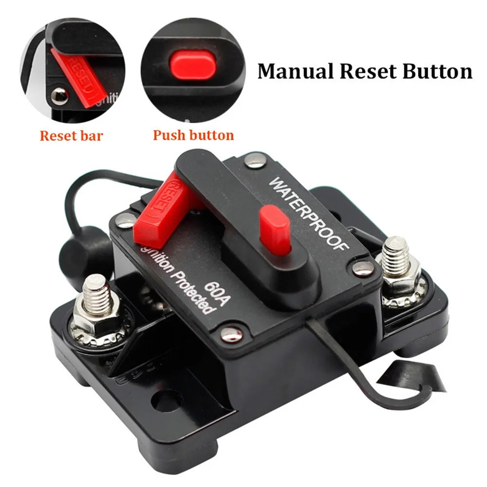 30A - 300A 12 - 48V DC IP67 Waterproof Circuit Breaker with Manual Reset Button for Car / Yacht / RV - 30A - 2